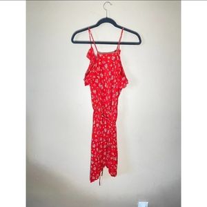 Rebecca Taylor Red Poppy Floral Ruffle Dress Sz 10